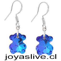 Aros de Plata 925 Cristal fino Oso Morado Tornasol
