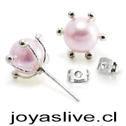 Aros de Plata chilena 950 Pistilos Grandes Rosado $9.000.