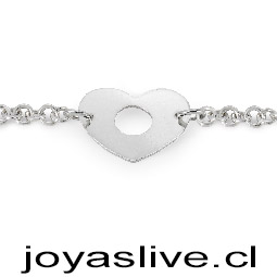 Pulsera Plata chilena 950, Belcher con Corazón (19 cm.)