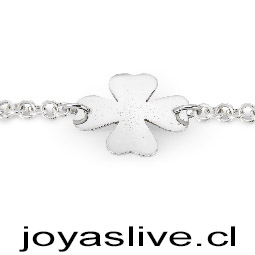 Pulsera Plata chilena 950, Belcher con Trébol (19 cm.)