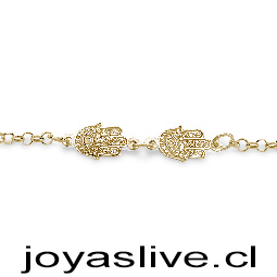 Pulsera de Oro 18 kl. Rolo Manos de Fátima, 20 cm. (3 gramos)