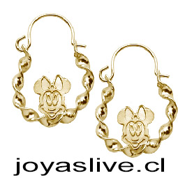 Aros de Oro 18 kl. Argollas Torcidas Minnie Mouse (3 gramos)