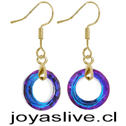 Aros de Oro 18 kl. Cristal fino Aura Morada Tornasol (2 gramos)