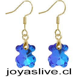 Aros de Oro 18 kl. Cristal fino Oso Morado Tornasol (2 gramos)