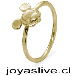 Anillo de Oro 18 kl. Mickey Mouse (medida 16) (Peso aproximando, 2 gramos)