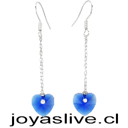 Aros de Plata Colgantes Cristal fino Corazón Azul