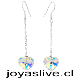Aros de Plata Colgantes Cristal fino Corazón Tornasol
