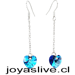 Aros de Plata Colgantes Cristal fino Corazón Azul