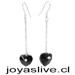 Aros de Plata Colgantes Cristal fino Corazón Negro