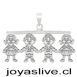 Dije Niña Niño Niño Niña Plata chilena 950
