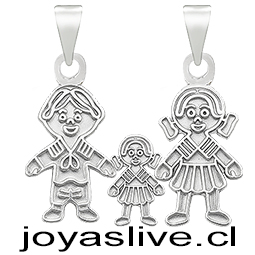 Dije Papá Niña Mamá Plata chilena 950