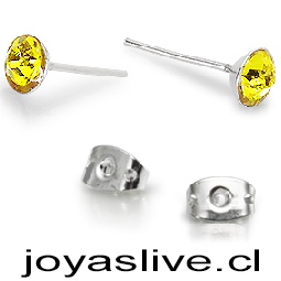 Aros de Plata chilena 950 Punto de Luz Amarillo