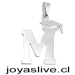 Dije Plata chilena 950 Letra con Birrete de Graduación