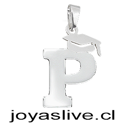 Dije Plata chilena 950 Letra con Birrete de Graduación