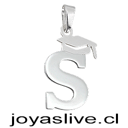 Dije Plata chilena 950 Letra con Birrete de Graduación