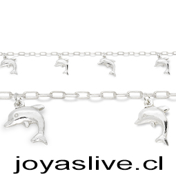 Pulsera Plata chilena 950, cadena con Delfines (20cm.) 