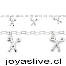 Pulsera Plata chilena 950, cadena con Tijeras (20cm.)