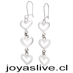 Aros de Plata chilena 950 Corazones