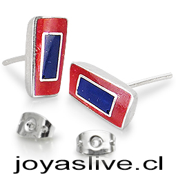 Aros de Plata chilena 950 Jaspe con Lapislázuli Rectángulo
