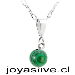 Collar de Plata chilena 950 Cuenta Malaquita