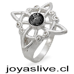 Anillo de Plata chilena 950 Nudo de Bruja Onix (medida 18)