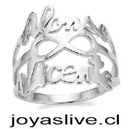 Anillo de Plata chilena 950 Nombre personalizable (medida 22)